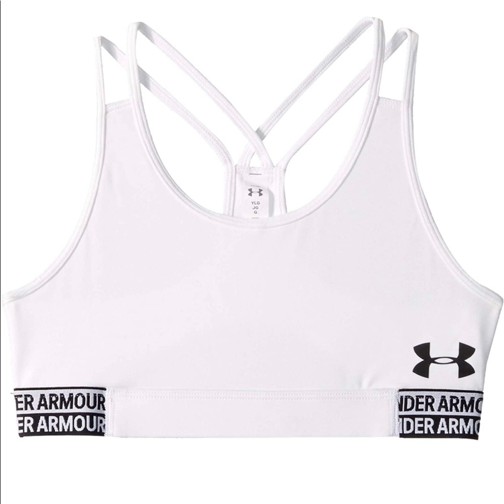Under Armour Girls HeatGear Sports Bra White Sz S Youth - Picture 4 of 7